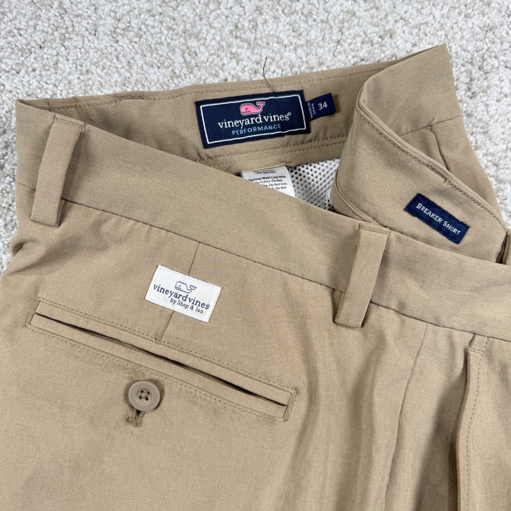 Vineyard Vines Breaker Short Men 34 Khaki Performance Stretch Golf 00981